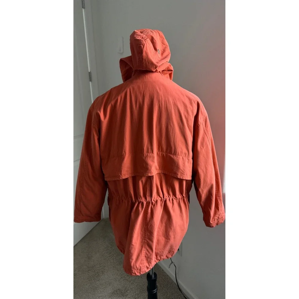 Burberry‎ Cotton Parka Jacket Burnt Orange Hooded Removable Lining Jacket Sz XL - Picture 5 of 16